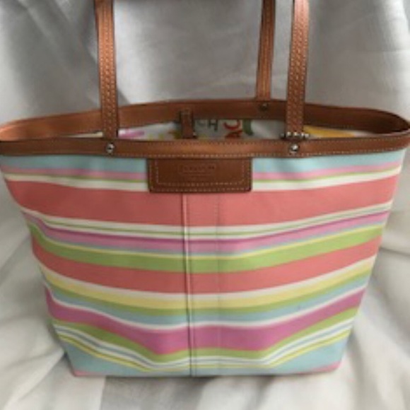 Coach Handbags - Authentic Pastel Striped Coach Purse/Tote